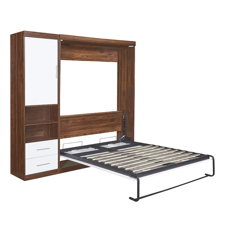 Lit escamotable double mural avec armoire