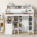 Lit mezzanine double avec étagères de rangement, bureau sous le lit, cadres de lit en bois