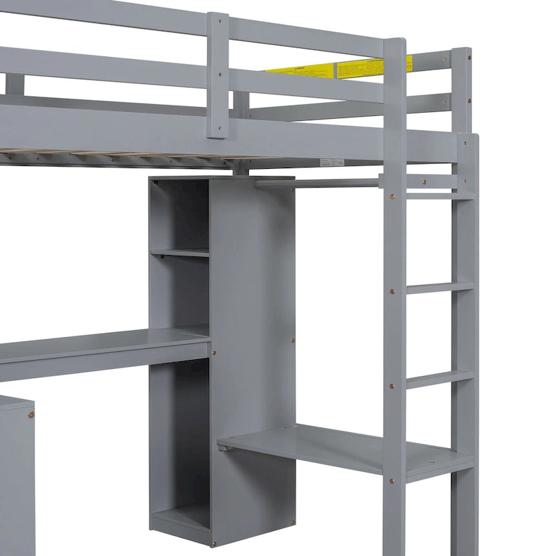Structure de lit mezzanine simple avec bureau en forme de L