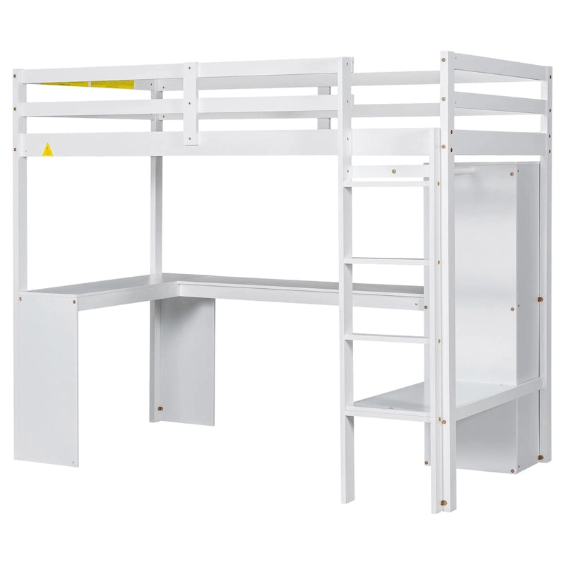 Structure de lit mezzanine simple avec bureau en forme de L