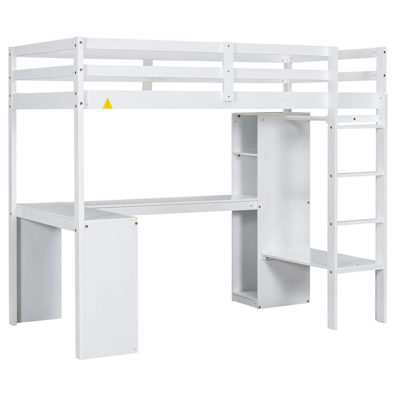 Structure de lit mezzanine simple avec bureau en forme de L