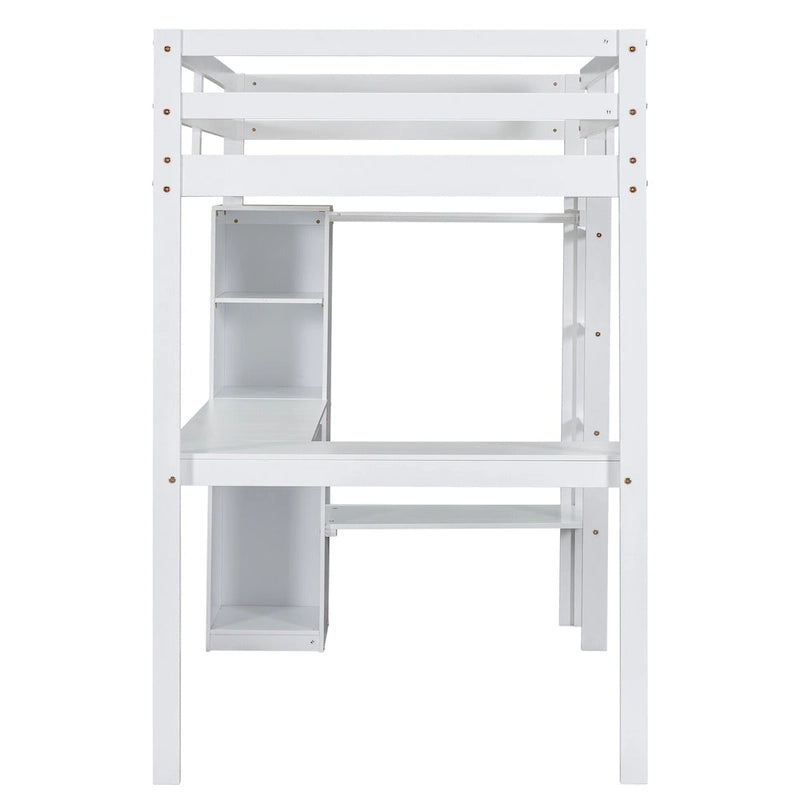Structure de lit mezzanine simple avec bureau en forme de L