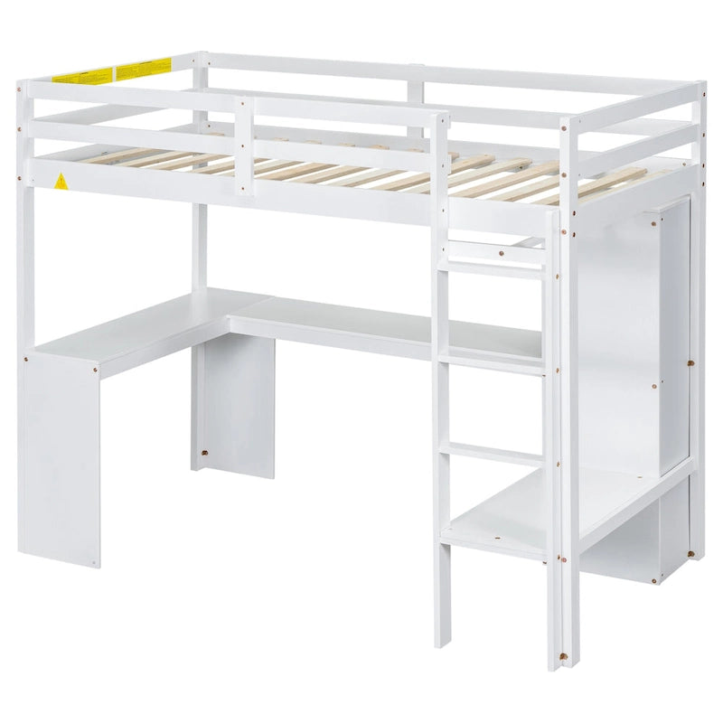Structure de lit mezzanine simple avec bureau en forme de L
