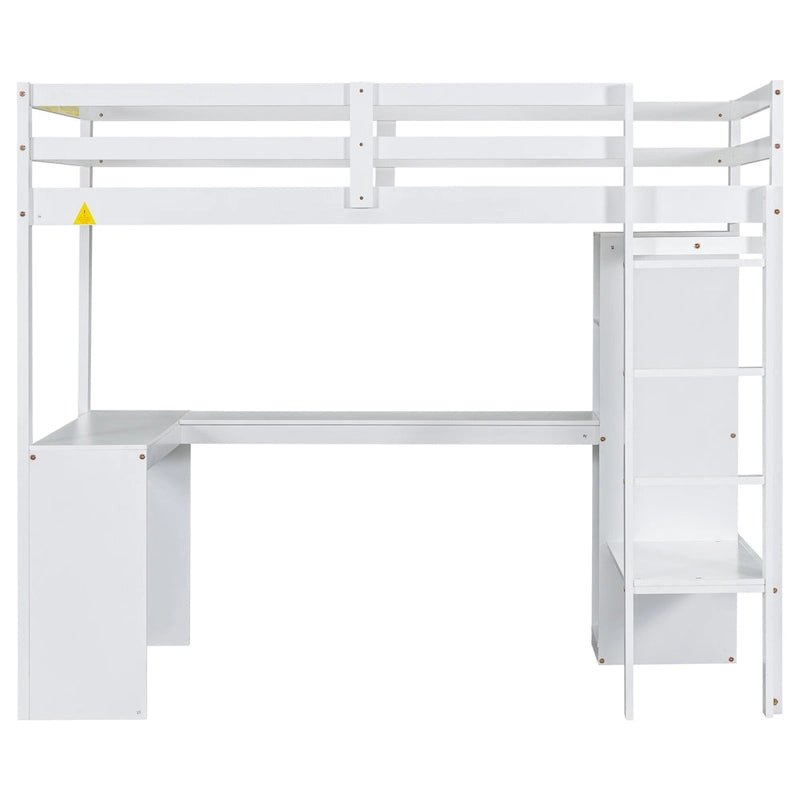 Structure de lit mezzanine simple avec bureau en forme de L