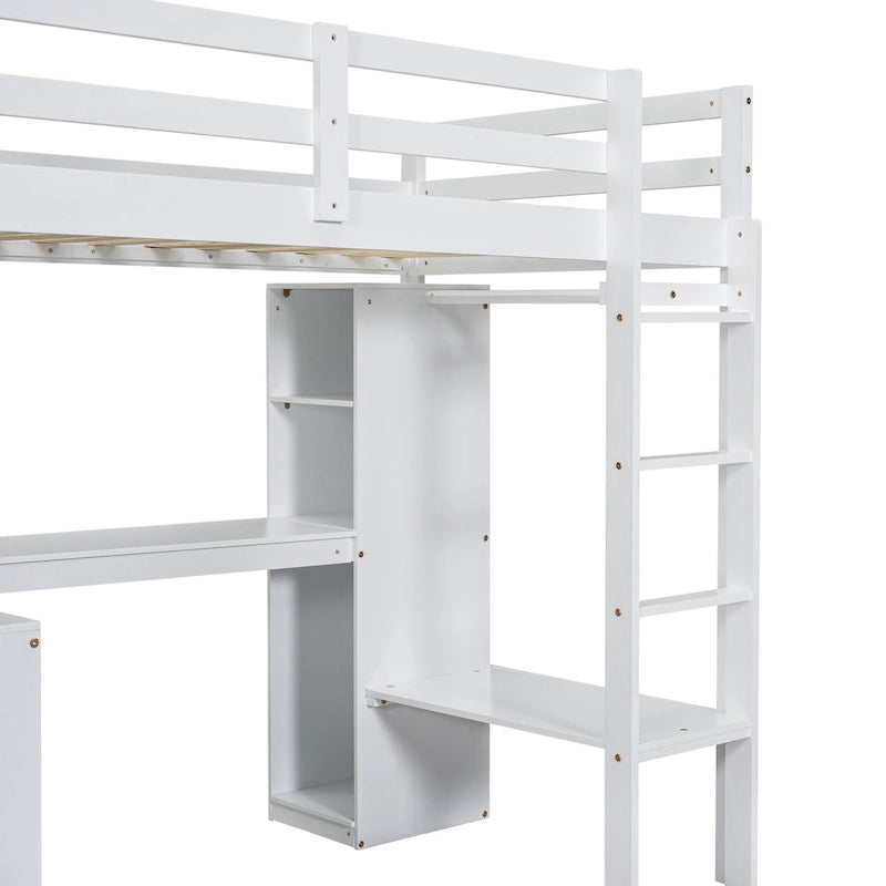 Structure de lit mezzanine simple avec bureau en forme de L