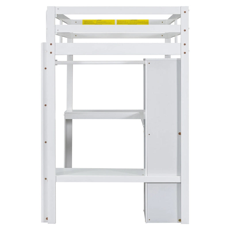 Structure de lit mezzanine simple avec bureau en forme de L