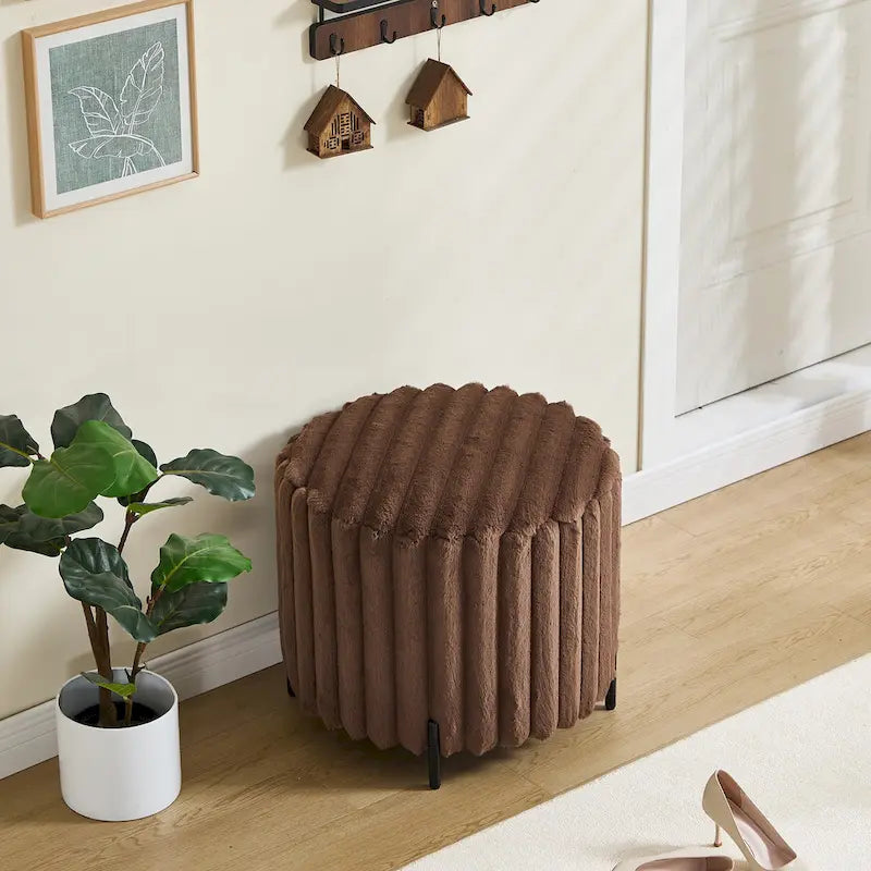 Pouf rond tapissé
