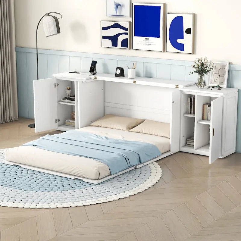Lit escamotable Queen-Size blanc