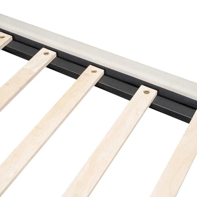 Lit plateforme rembourré beige
