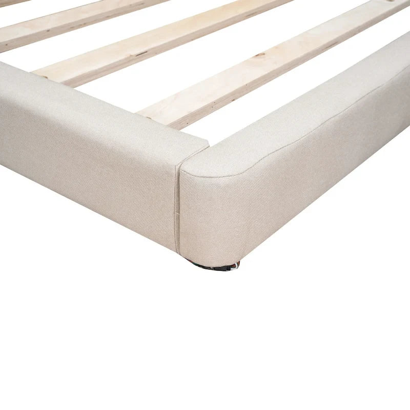 Lit plateforme rembourré beige