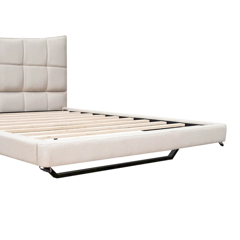 Lit plateforme rembourré beige