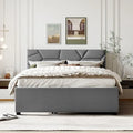 Lit plateforme capitonné gris grand lit