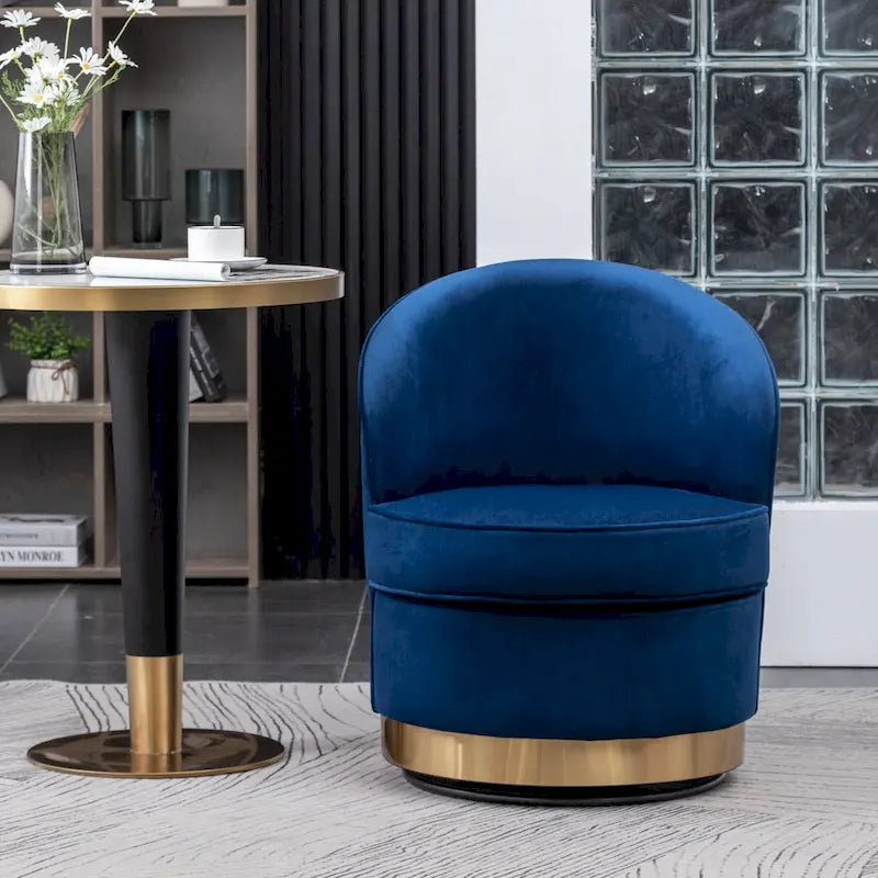 Fauteuil d'appoint rembourré en velours bleu de style moderne