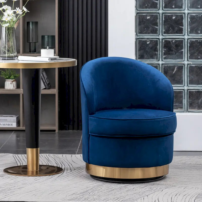 Fauteuil d'appoint rembourré en velours bleu de style moderne