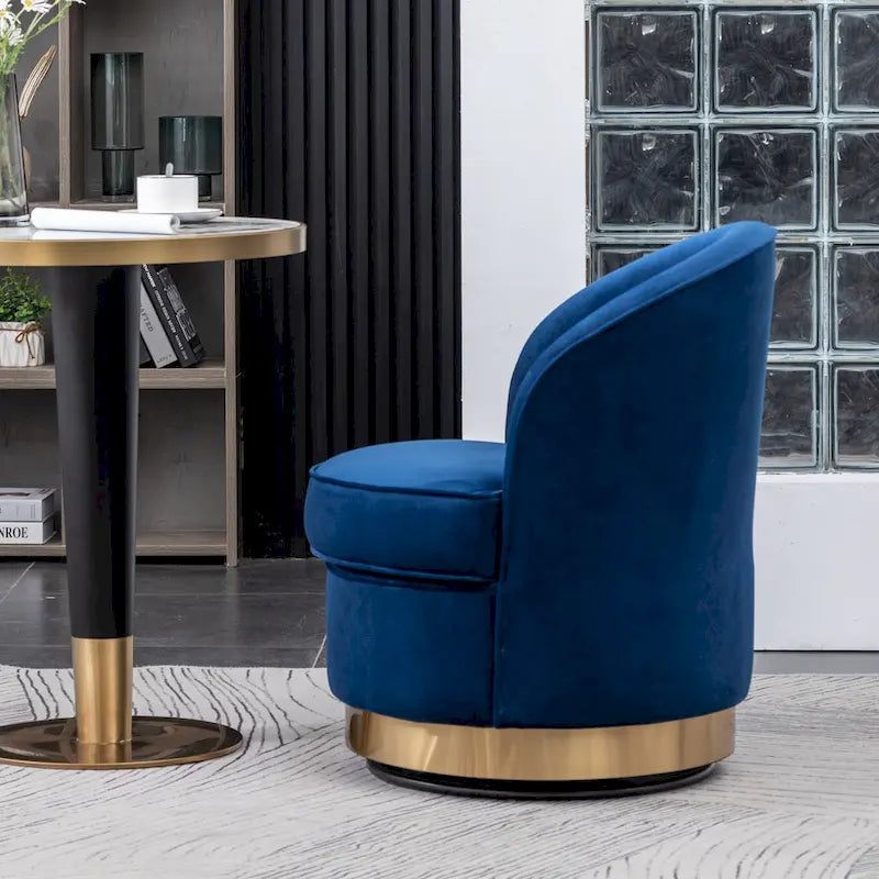 Fauteuil d'appoint rembourré en velours bleu de style moderne