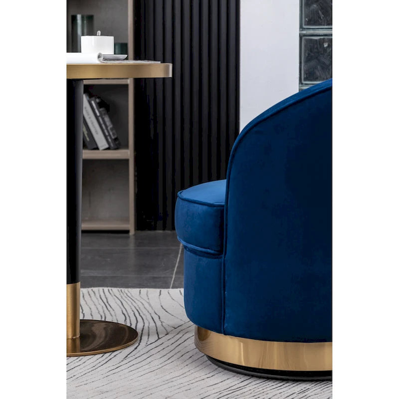 Fauteuil d'appoint rembourré en velours bleu de style moderne