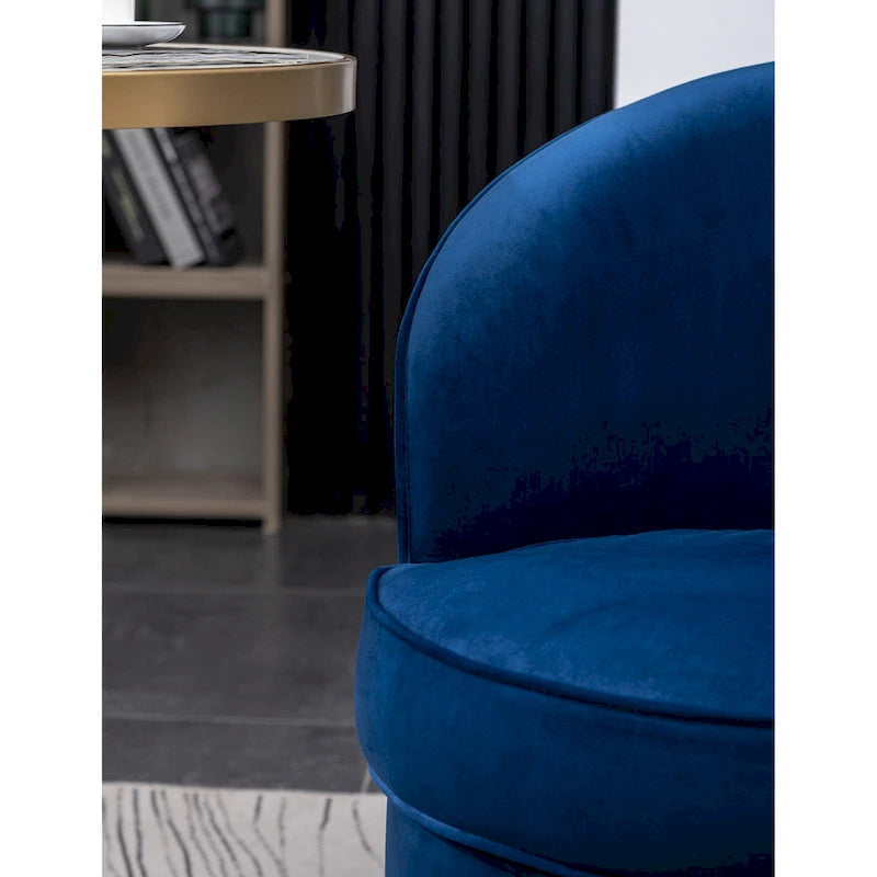 Fauteuil d'appoint rembourré en velours bleu de style moderne