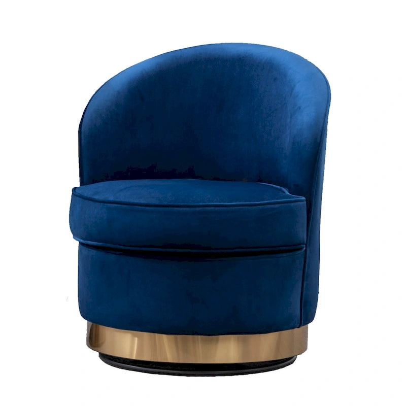 Fauteuil d'appoint rembourré en velours bleu de style moderne
