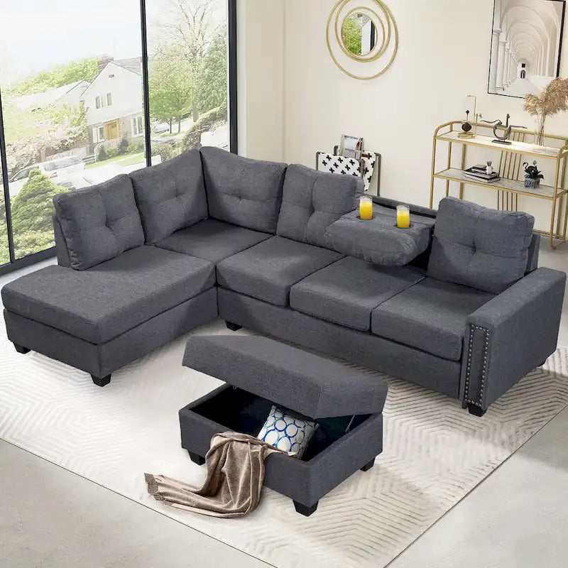 Canapé modulable 6 places en L interchangeable