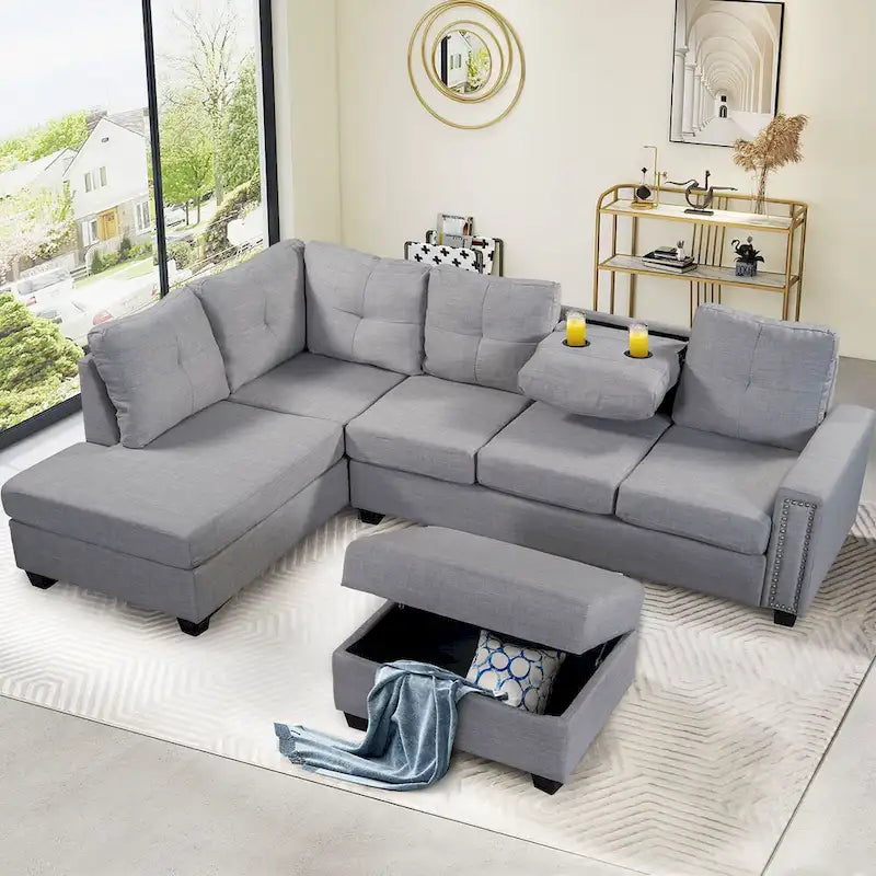 Canapé modulable 6 places en L interchangeable