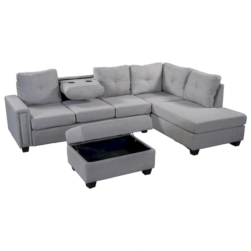 Canapé modulable 6 places en L interchangeable