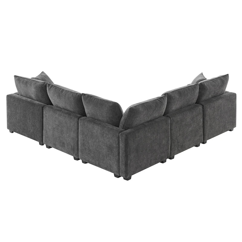 Canapé d'angle 5 places en chenille