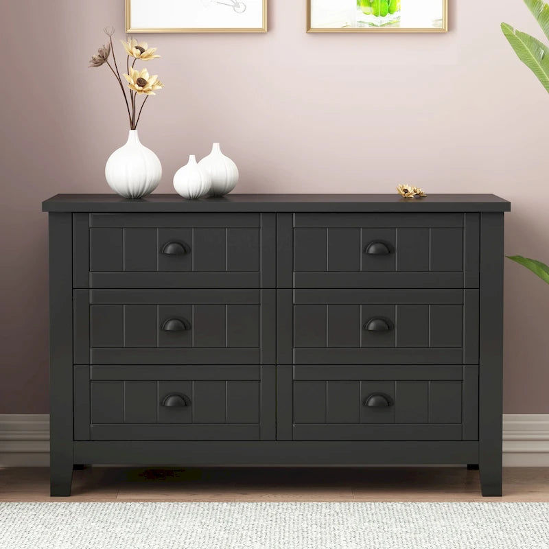 Commode à six tiroirs à deux niveaux de style antique