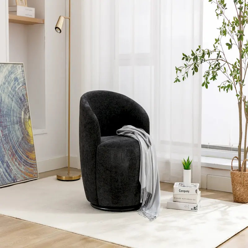 Fauteuil d'appoint pivotant en tissu chenille