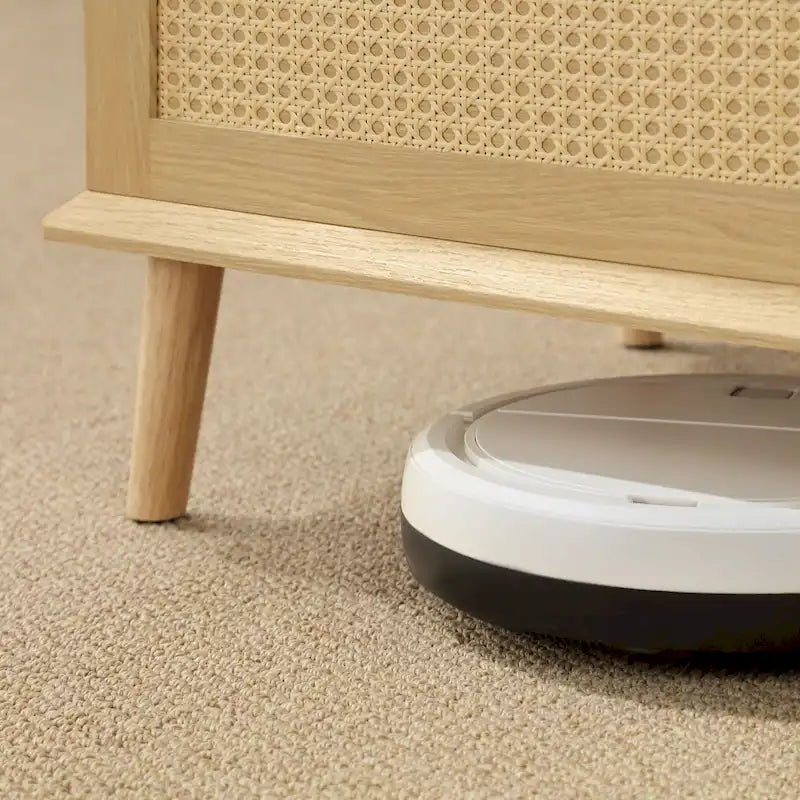 Table basse avec plateau relevable et rangement en rotin tressé