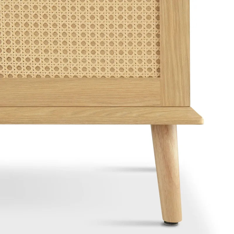 Table basse avec plateau relevable et rangement en rotin tressé