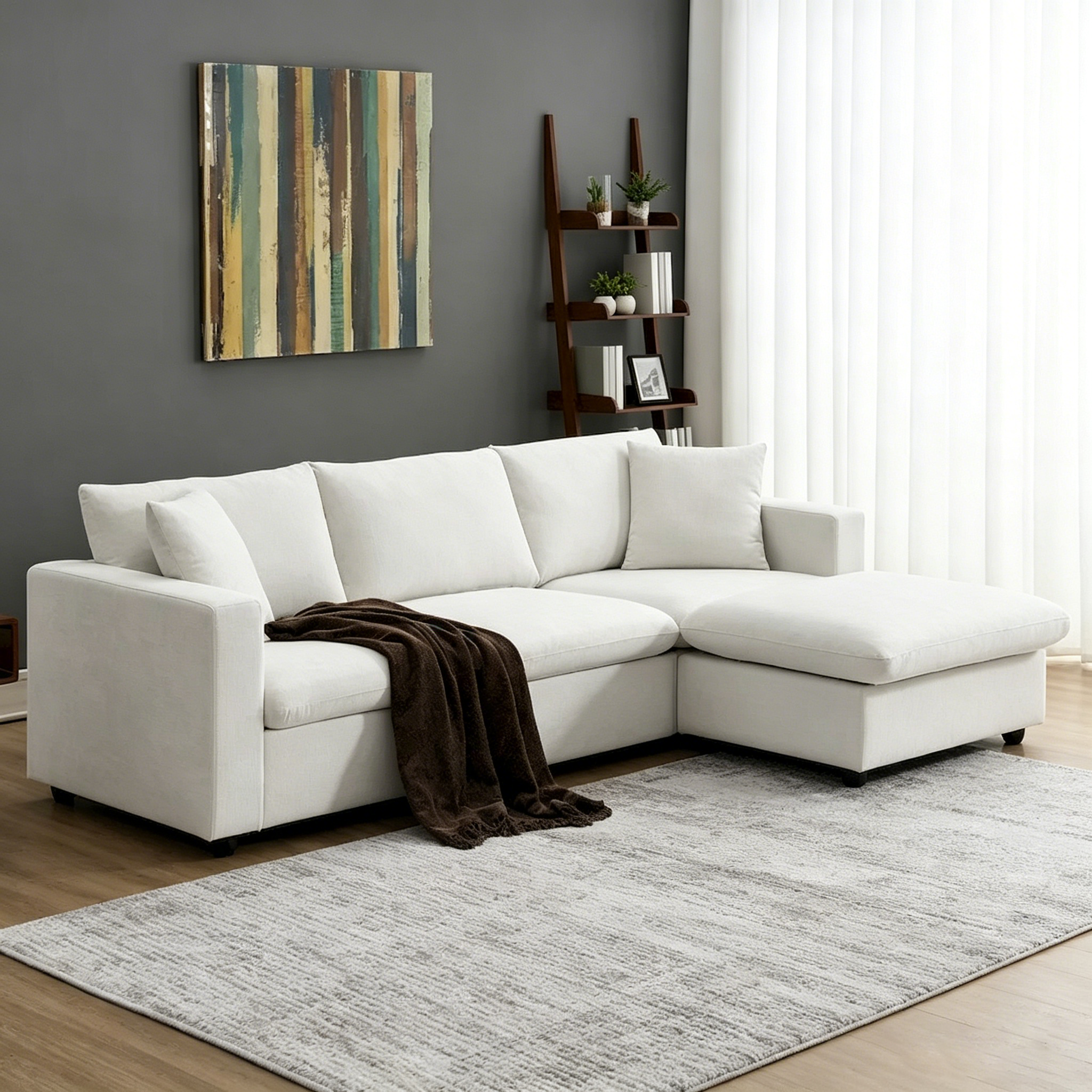 Canapé d'angle en tissu polyester