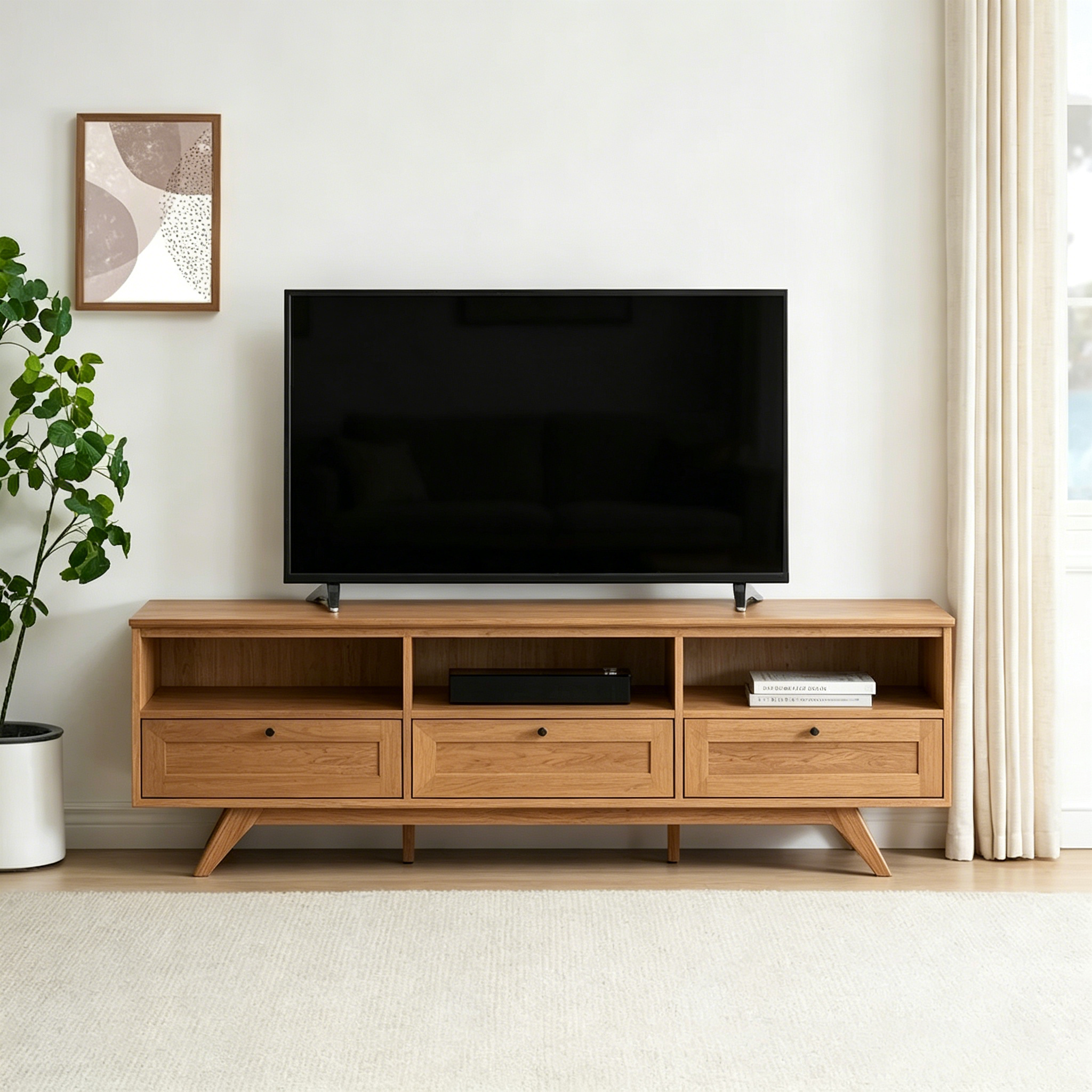 Meuble TV bas moderne de style nordique à 3 portes