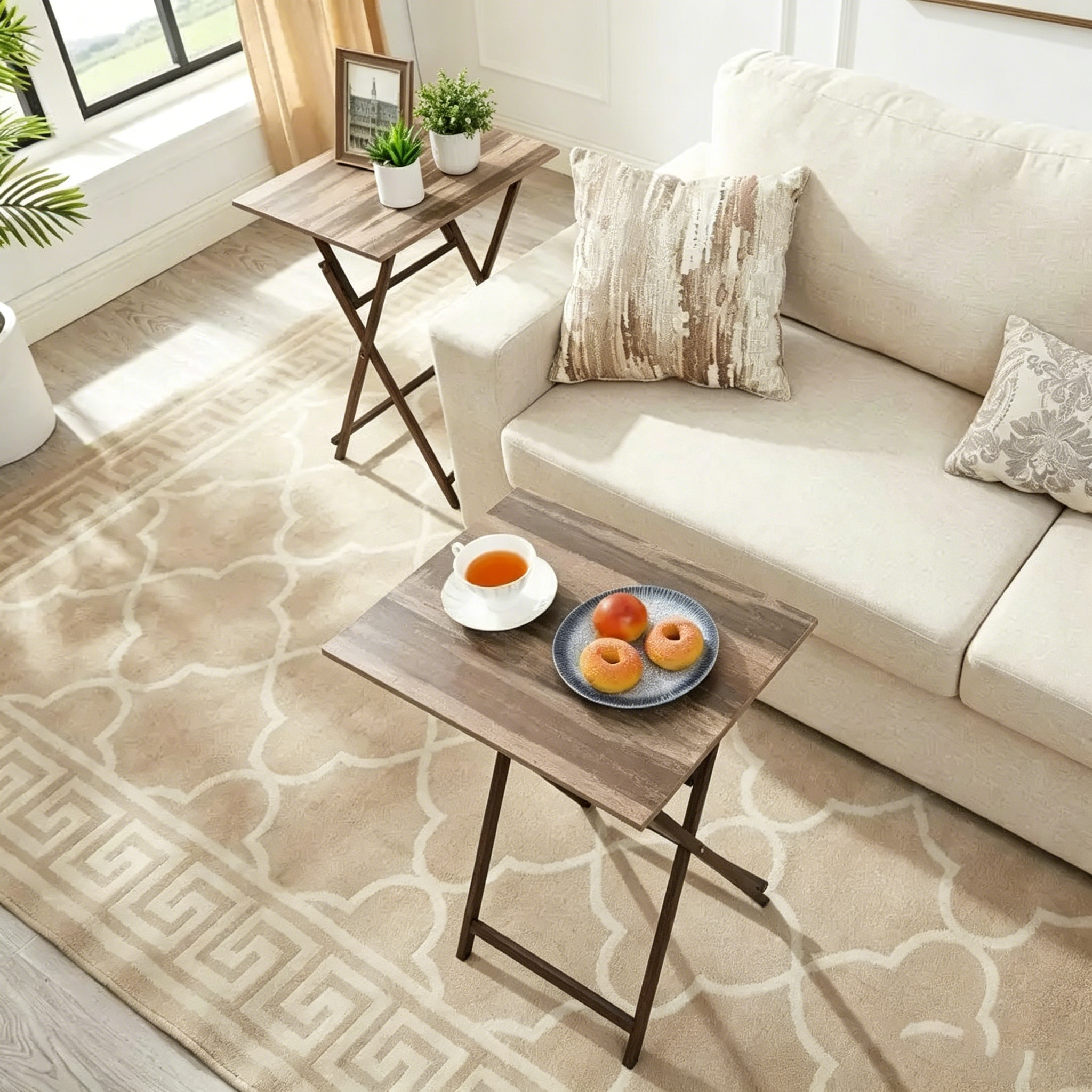 Ensemble de 2 tables de plateau TV pliantes