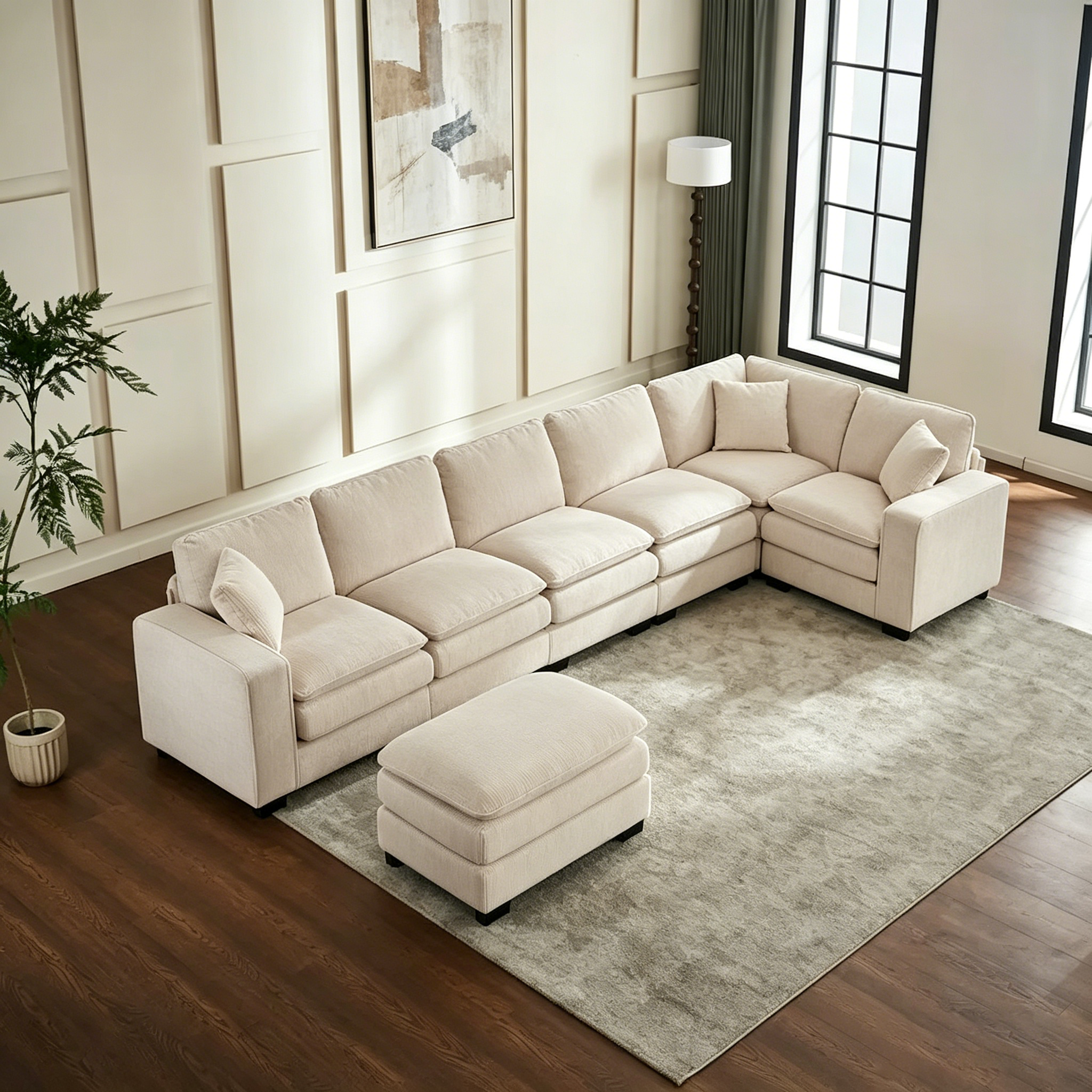 Canapé de luxe en U 6 places blanc 118,1 po
