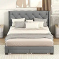 Lit plateforme Queen Size en lin avec 2 tiroirs