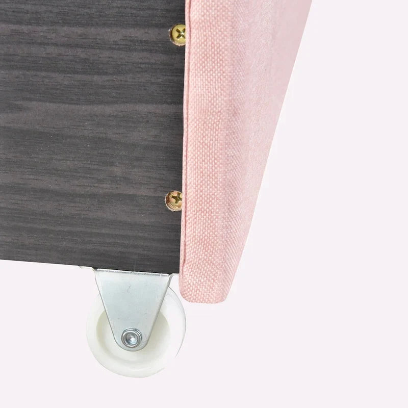 Lit plateforme Queen Size en lin avec 2 tiroirs