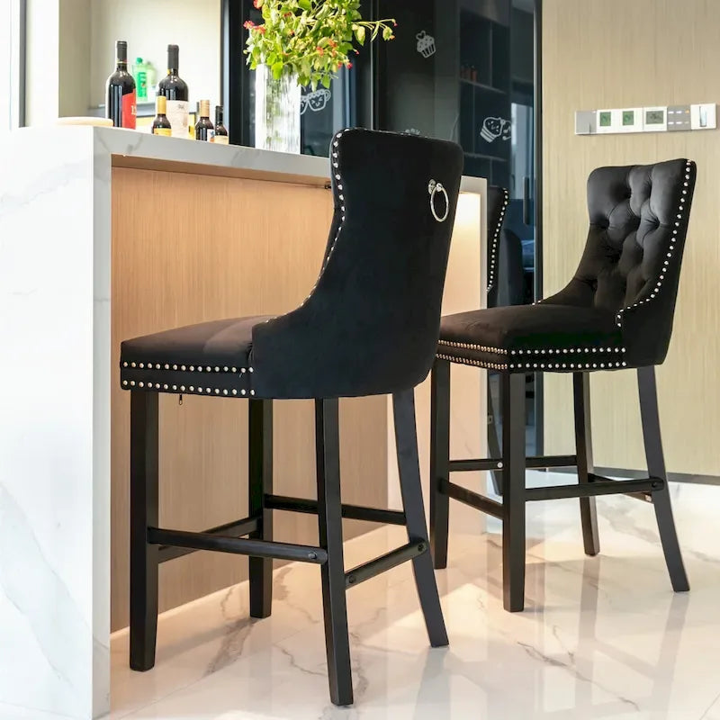 Tabouret de bar moderne en velours