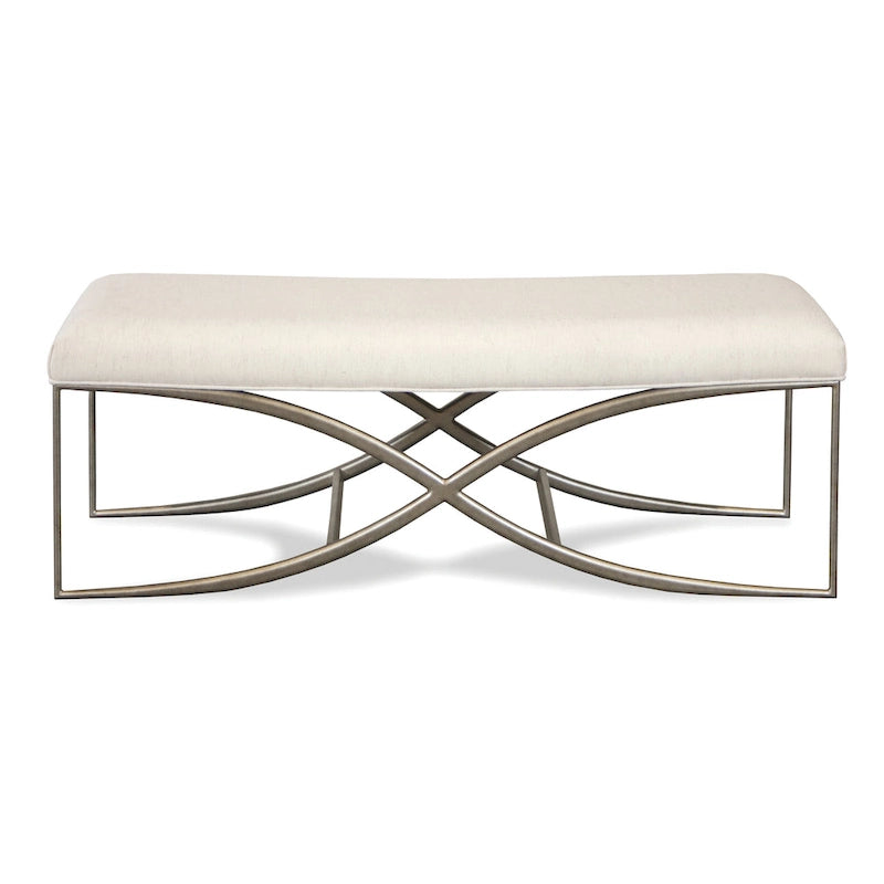 Banc rembourré à cadre métallique, champagne