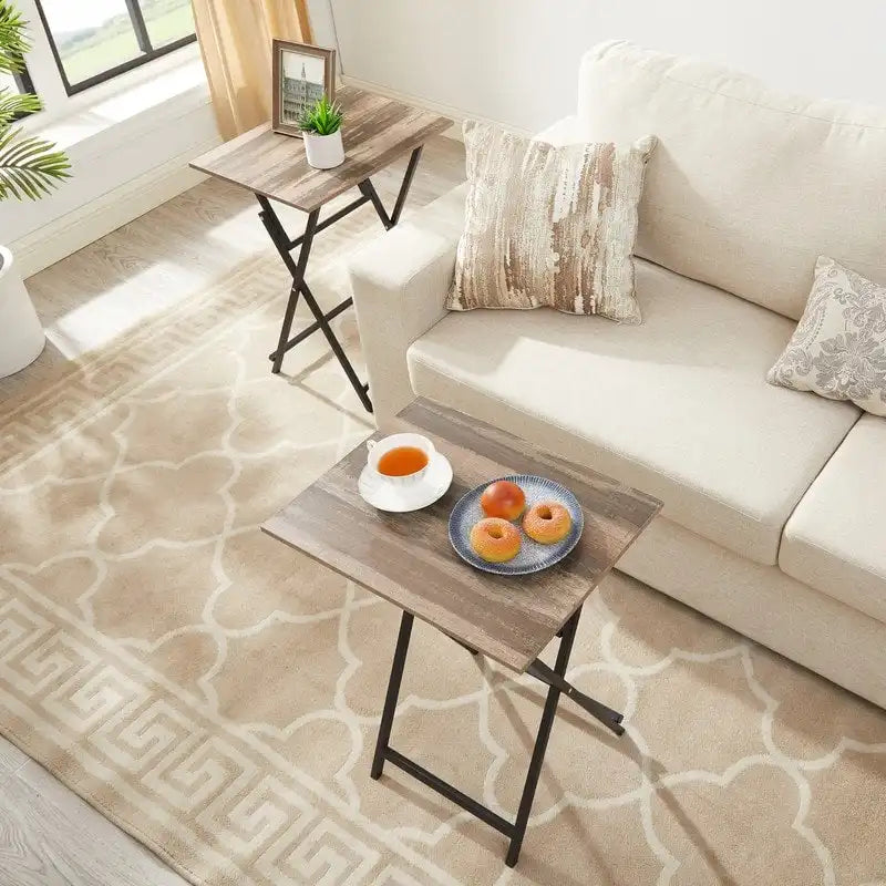 Ensemble de 2 tables de plateau TV pliantes