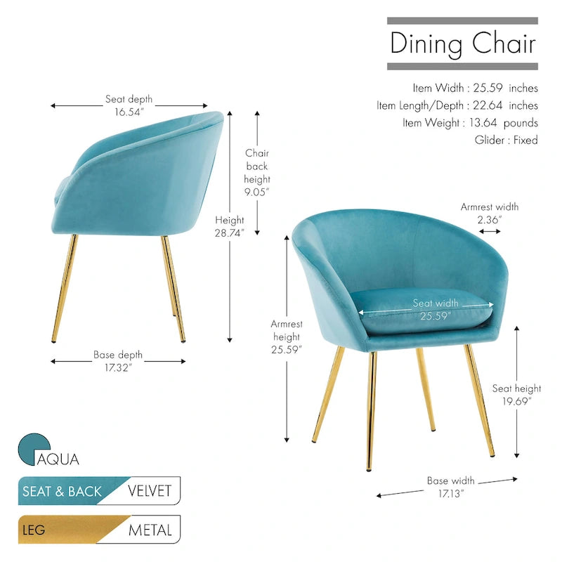 Chaise de salle à manger tapissée de velours