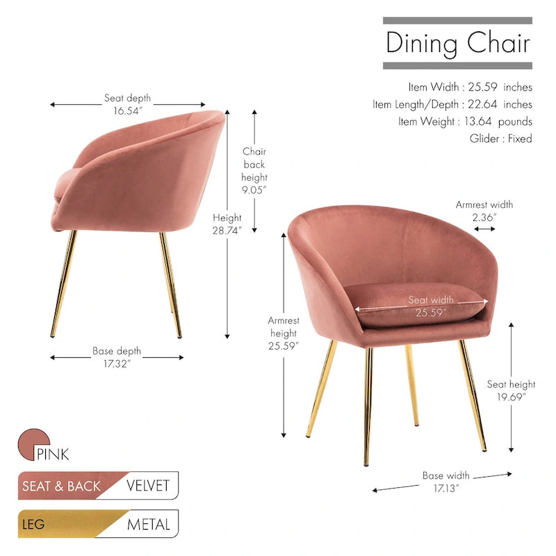 Chaise de salle à manger tapissée de velours