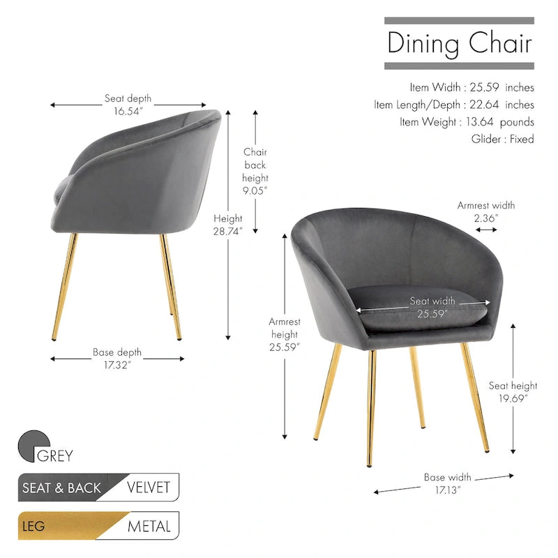 Chaise de salle à manger tapissée de velours