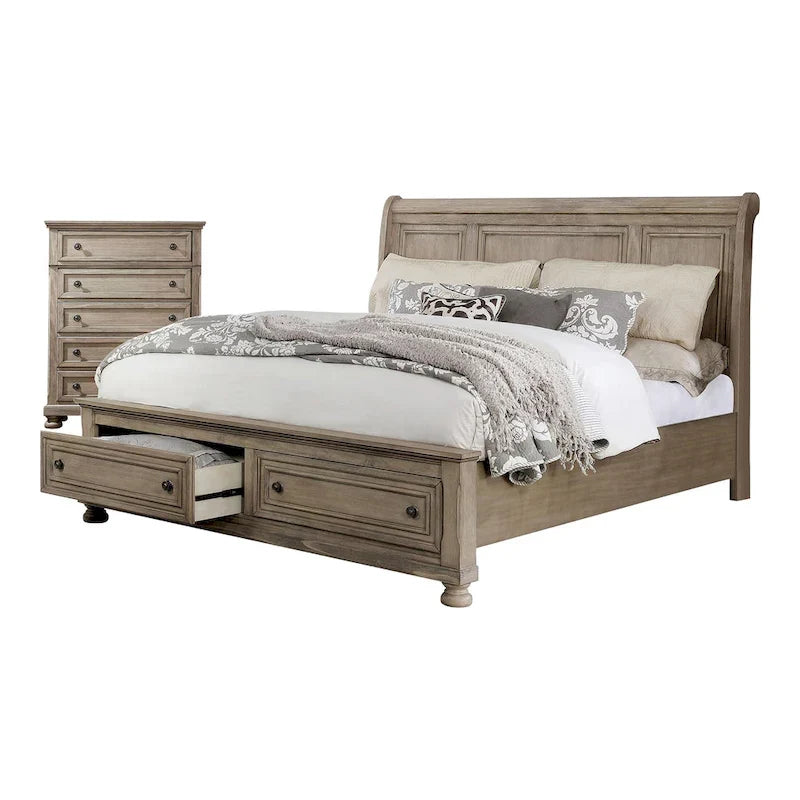 Ensemble 2 pièces en bois gris de style transitionnel Nahkohe
