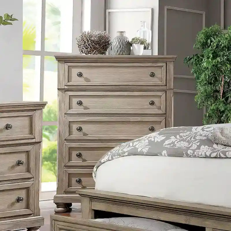 Ensemble 2 pièces en bois gris de style transitionnel Nahkohe
