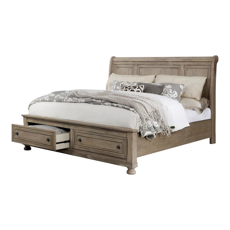 Ensemble 2 pièces en bois gris de style transitionnel Nahkohe