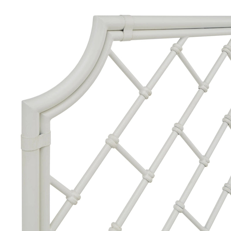 Lit double en métal blanc mosaïque géométrique (taille Queen)