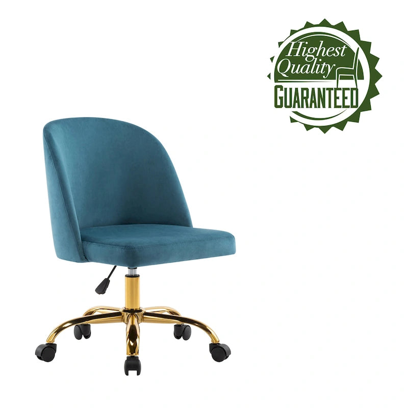 Chaise de bureau sans accoudoirs en velours