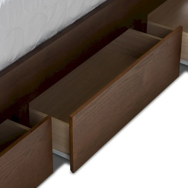 Lit de rangement contemporain en noyer
