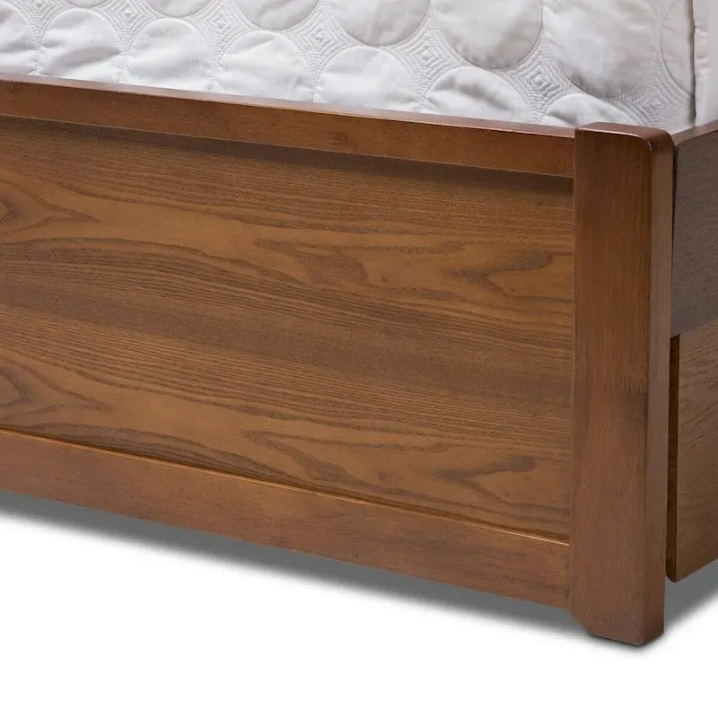 Lit de rangement contemporain en noyer