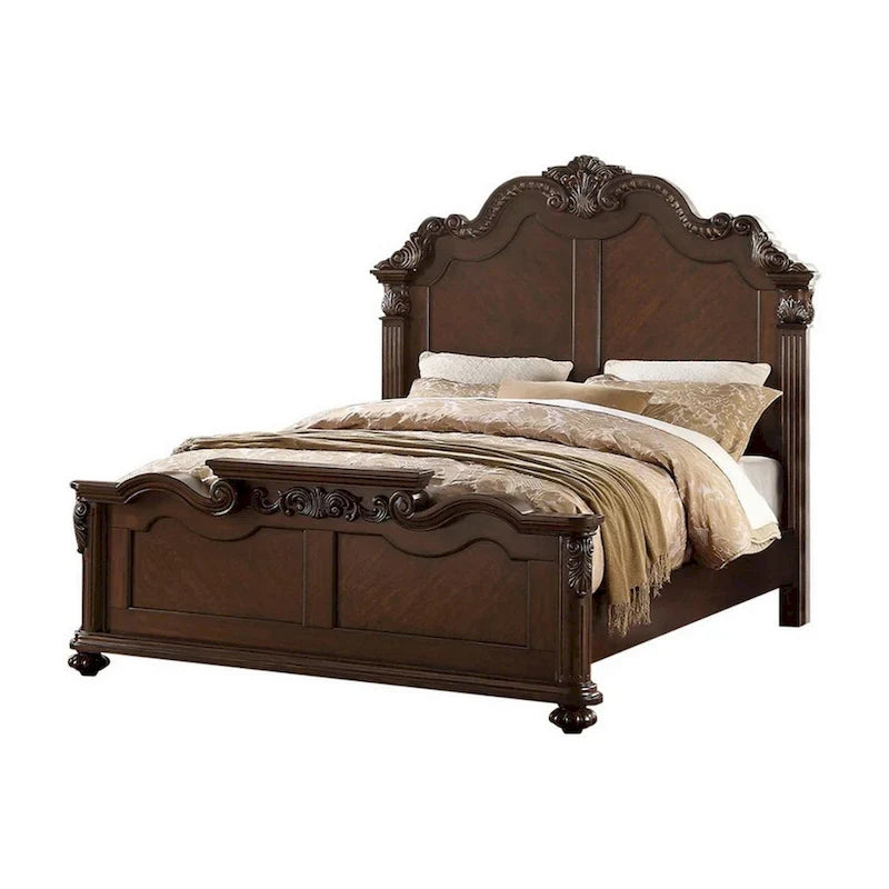 Lit en bois Queen sculpté de façon splendide
